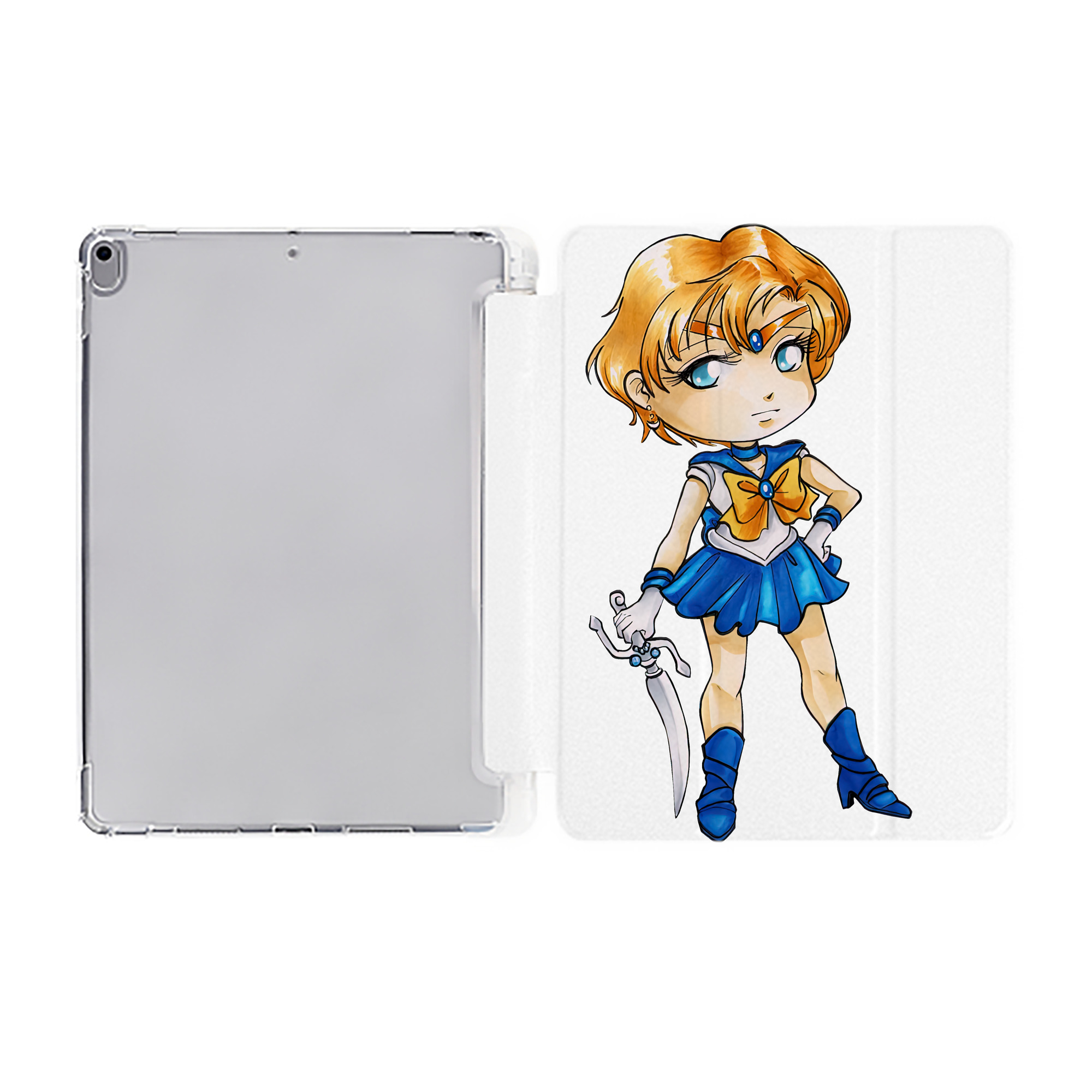 （画像用） 美少女戦士セーラームーン 天王はるか Sailor Moon Tenoh Haruka IPad ケース ペン収納付き 三つ折りスタンド PUレザー×シリコン 対応機種9.5/10.5/10.9インチ